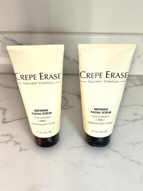 (2) CREPE ERASE Advanced Refining Facial Scrub Trufirm Fragrance Free Sealed 6oz